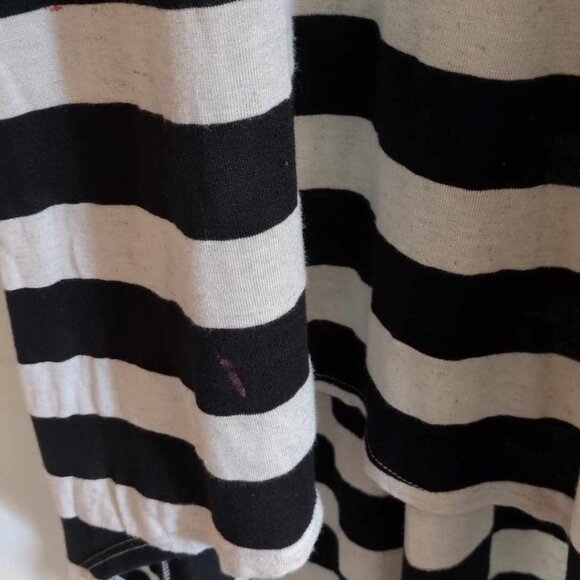 Almost Famous Sz Small Poly Rayon Linen Jail Striped Midi Summer Dress Crochet - Picture 2 of 9